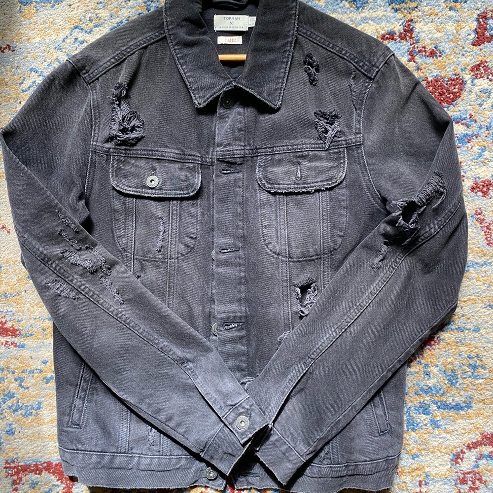 Topman Ripped Denim Jacket